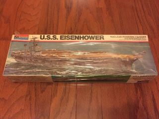 Vtg 1977 Uss Eisenhower Nuc Pwrd Carrier Cruiser,  Monogram Usa Ship Model