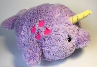 Squishable Narwhal Purple Pink Unicorn Whale Plush Large Pillow 18” Soft Stuffed