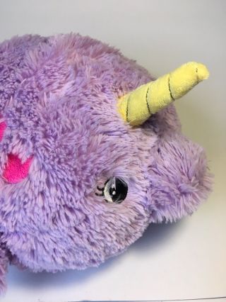 Squishable Narwhal Purple Pink Unicorn Whale Plush large Pillow 18” Soft stuffed 2