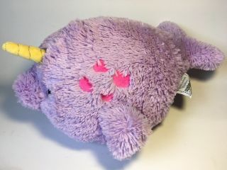 Squishable Narwhal Purple Pink Unicorn Whale Plush large Pillow 18” Soft stuffed 3