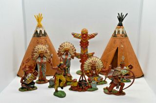 Vintage Britains Herald Wild West Indians Camp And Wariors 1:32