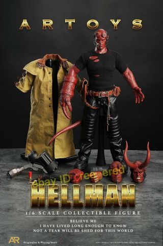 Artoys Ar001 1/6 Hellboy Hell Boy 4 Head Sculpt 12 " Action Figure