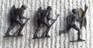 3 J Hill Vintage Lead Metal Africans Indians with Spears and Shields 2