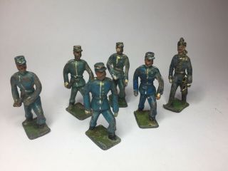 Vintage Lead Toy Soldiers Blue Uniform? X 6