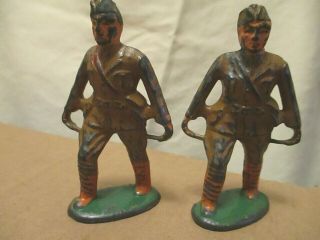 2 Vintage Barclay Army Stretcher Carrier Medics Lead Toy Soldiers - - Closed Hands
