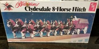 Vintage Amt Budweiser Clydesdale 8 - Horse Hitch 1/20 Scale Model Kit