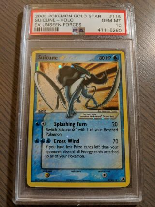 Pokemon Psa 10 Unseen Forces Suicune Gold Star 115 - Gem