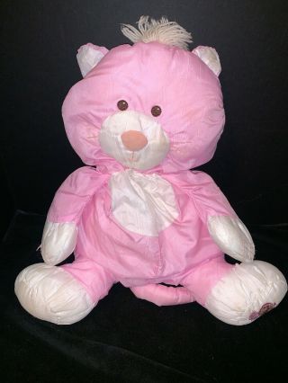 Fisher Price Puffalump Pink Cat Plush Stuffed Animal 1986 Vintage 16 "