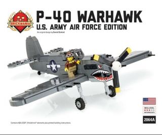 Lego Brickmania P - 40 Warhawk Wwii Fighter Airplane -