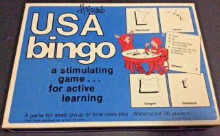 Vintage 1985 Trend Usa Bingo Game Complete Homeschool Teachers 36 Players