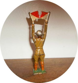 SOLDIER STANDING WITH SIGNAL FLAGS CAST GREY IRON BARCLAY 2