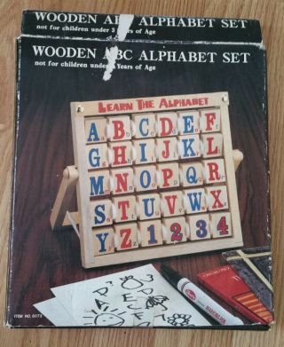 Wooden Vintage Alphabet Abacus - Abc Flip Set Wood Toy