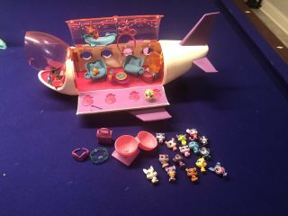 Littlest Pet Shop Jet Airplane W/ Pets And Accessories