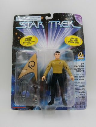 Star Trek Scotty,  James Kirk,  Spock,  Sulu,  And Lochtus.  Figure 1996 Playmate