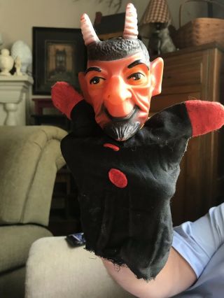 Vintage 1950s Rubber Hand Puppet Satan Devil Krampus Punch & Judy Halloween