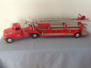 1955 Tonka Ford Round Fender No.  5 Fire Ladder Truck Excellant Cond.