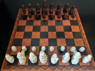 Medieval Inspired Chess Set German 12th/13/14th Century Ivory/brown