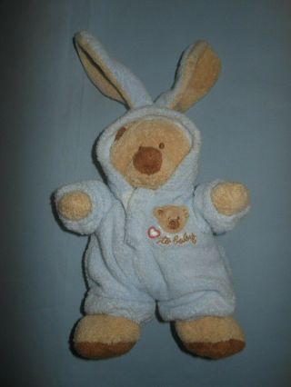 Ty Pluffies Love To Baby Brown Bear In Blue Removable Bunny Suit 7 " No Hang Tags