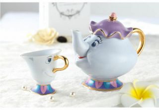Cartoon Beauty And The Beast Teapots Mug Mrs.  Potts Chip Tea Pot And Cup Set