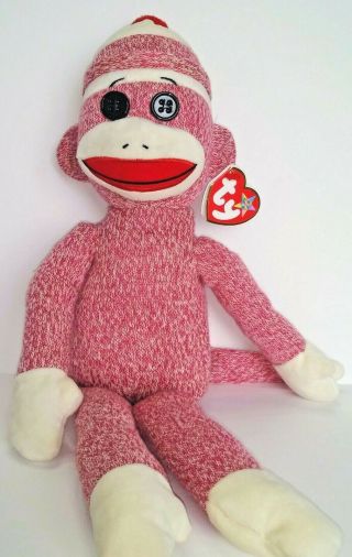 Ty Beanie Buddy Socks The Sock Monkey 16 " Pink Nwt Retired 2011 Plush Animal