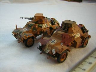 2 X Built Fujimi Ww2 German Military 222 Armoured Cars Scale 1:76