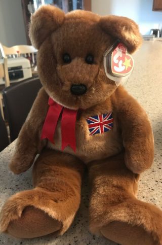 Ty Britannia The Bear Beanie Buddy - With Tags - Uk Exclusive 14”