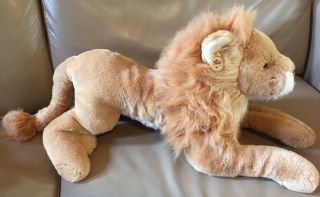 Vintage Large Russ Lundy Plush Stuffed Male Lion 26” Long Korea Safari Animals