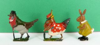 Pre War Britains Cadburys Cococubs Gussie Robin,  Henrietta F Feathers & B Rabbit