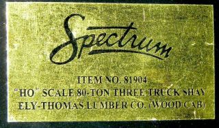 Bachmann HO Spectrum 80 Ton 3 Truck Shay 81904 Ely - Thiomas Limber So.  (wood Cab) 2