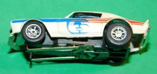 AURORA AFX TOMY CHEVY CAMARO BLUE WHITE RED 6 Slot Car HO Running Chassis 3