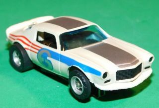AURORA AFX TOMY CHEVY CAMARO BLUE WHITE RED 6 Slot Car HO Running Chassis 5