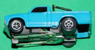 AURORA AFX TOMY NISSAN DATSUN PICK UP TRUCK BLUE Slot Car HO Running Chassis 3