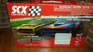 Scx Compact 1:43 Scale Slot Car Track W/ Box And 2 Cars Read Listing