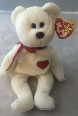 TY BEANIE BABY Valentino Brown Nose PVC Curly Bear Brown Nose Tag Errors 1993 2