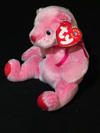 Ty Beanie Baby Romance Bear With Tag Retired Dob: February 2nd,  2001