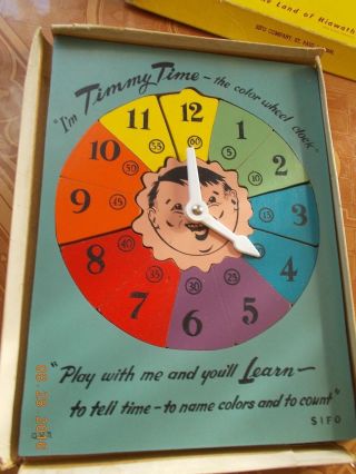Vintage Sifo Toys Timmy Time Wooden Color Wheel Puzzle Clock,