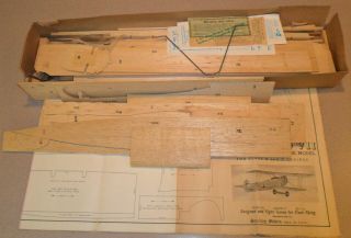 Balsa Wood Model Kit,  Fokker D Vii 32 1/2 " Scale Control Line Model,  Vintage
