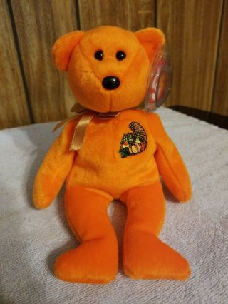 Ty Beanie Baby - Thankful The Bear (internet Exclusive) (8.  5 Inch) - Mwmts
