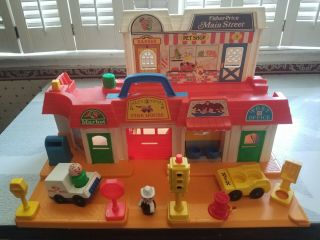 Vintage Fisher - Price Little People Main Street Play Set Accessories Traffic Sign