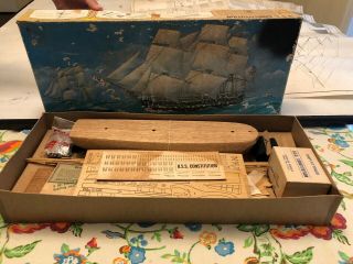 Vintage Sterling U.  S.  S.  Constitution Wood and Metal Model Boat Kit 24 1/2 inch 6