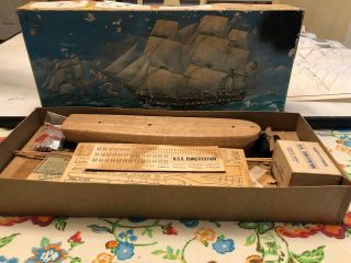 Vintage Sterling U.  S.  S.  Constitution Wood and Metal Model Boat Kit 24 1/2 inch 8