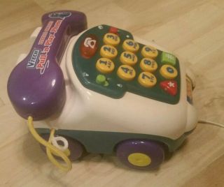 VTech Little Smart Pull ' n Play Phone - RARE,  Music,  Voicemail,  & Roller Bar 2