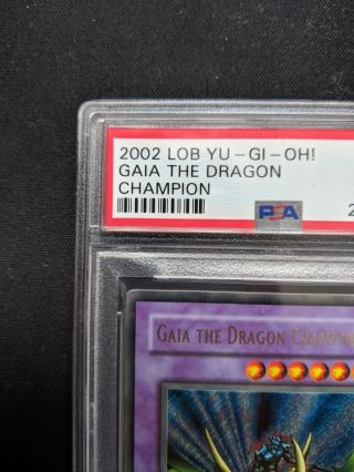 Yu - Gi - Oh PSA 10 Gaia the Dragon Champion LOB - 125 Gold Letter Misprint GEM 3