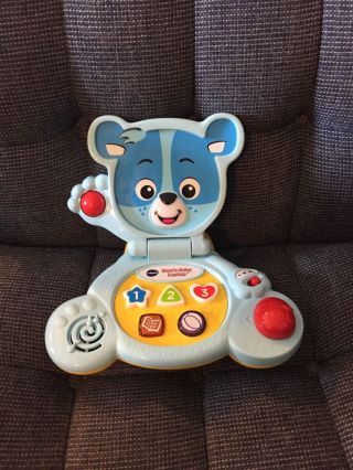 Vtech Bear’s Baby Laptop Blue Teaches Numbers Shapes Sound,  More