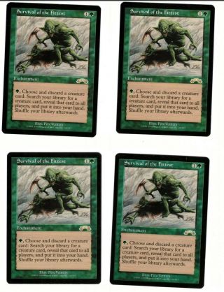 4x (play Set) Mtg Magic The Gathering Exodus Survival Of The Fittest (nm)