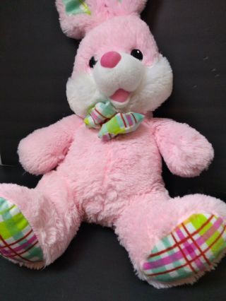 Dandee big Plush Stuffed Bunny Rabbit Pink colorful Easter Lovey 22 