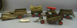 Marx Toy Us Army Truck W/trailers,  Troop Transport,  Cannon Trailer