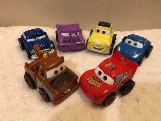 Disney Pixar Cars Pull - Back & Release Penny Racers Plastic Car Set Of 6