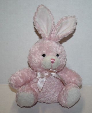 Dan Dee Plush Pink Easter Bunny Rabbit 5 " Mini White Bow Soft Toy No Sound Lovey
