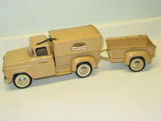 Vintage Tonka Sportsman Pick Up Truck,  Pressed Steel Toy,  Trailer